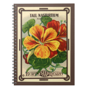 Vintage Seed Packet Label Art, Nasturtium Flowers Notebook