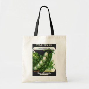 Vintage Seed Packet Label Art, Pole Lima Beans Tote Bag