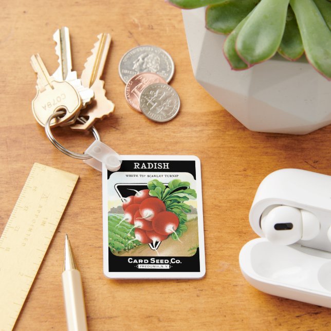 Vintage Seed Packet Label Art, Scarlet Radishes Keychain (Desk)