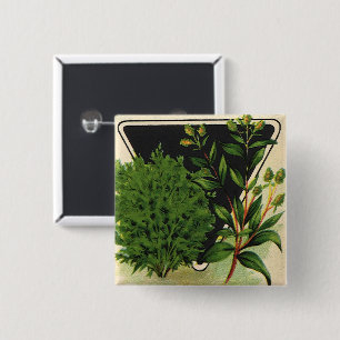 Vintage Seed Packet Label Art Sweet Marjoram Herbs 2 Inch Square Button