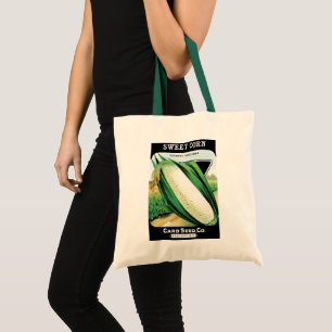 Vintage Seed Packet Label Art, Sweet White Corn Tote Bag