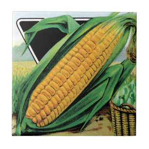 Vintage Seed Packet Label Art, Sweet Yellow Corn Tile