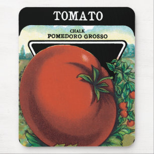 Vintage Seed Packet Label Art, Tomato Pomodoro Mouse Pad