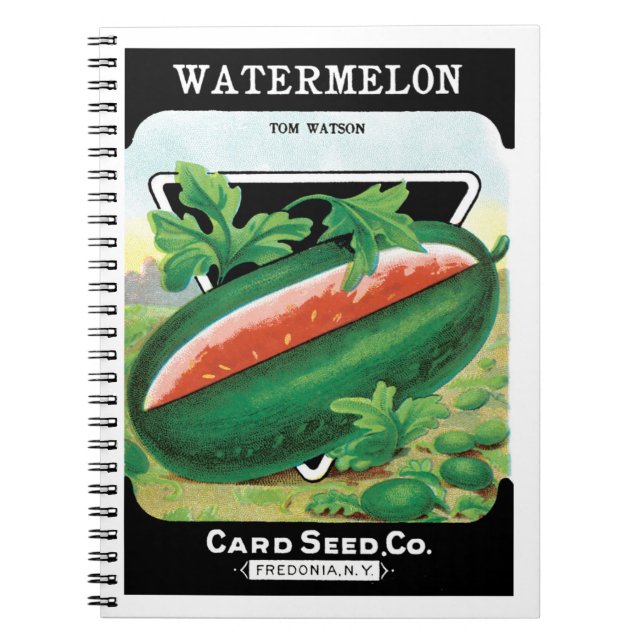 Vintage Seed Packet Label Art, Watermelons Fruit Notebook (Front)