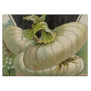 Vintage Seed Packet Label Art White Bermuda Onions Cutting Board