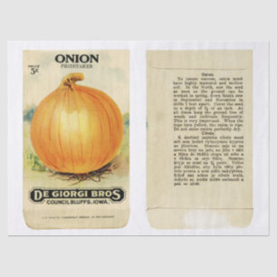 Vintage Seed Packet Onions and Instructions Tissue Paper