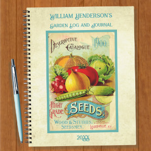 Vintage Seed Packet Personalized Garden Notebook