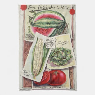 Vintage Seed Store, Cole's, Vegetables Tea Towel