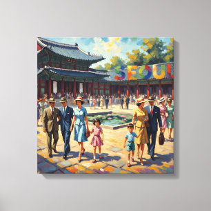 Vintage Seoul Palace Courtyard Canvas Art