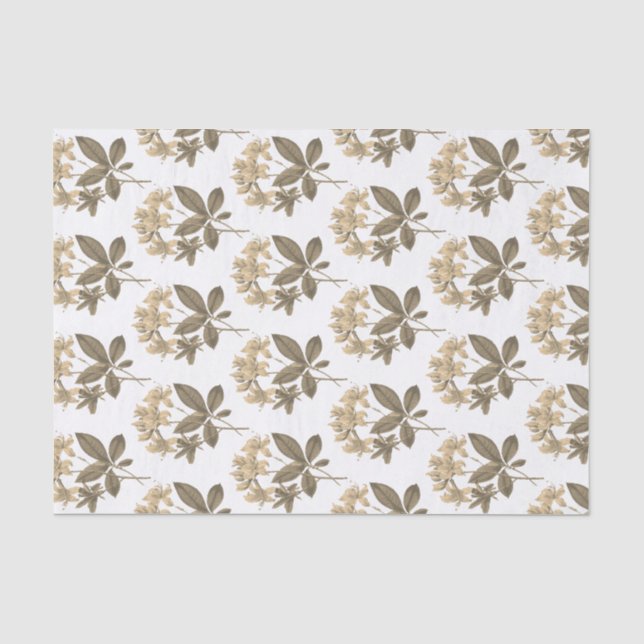 Vintage Sepia Azalea Flowers Tissue Paper (Front)