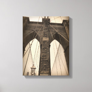 Vintage Sepia Brooklyn Bridge Canvas Print