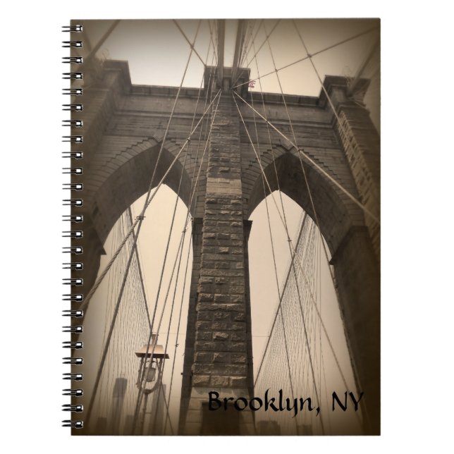 Vintage Sepia Brooklyn Bridge Notebook (Front)