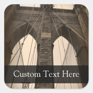 Vintage Sepia Brooklyn Bridge Square Sticker