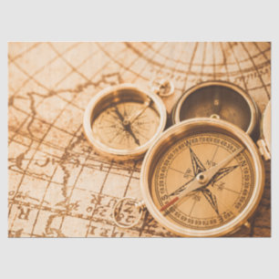 Vintage Sepia Compass Map Decoupage Decoupaging Tissue Paper