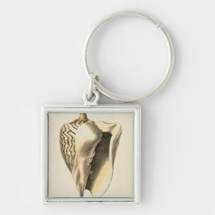 Vintage Sepia Conch Shell Keychain