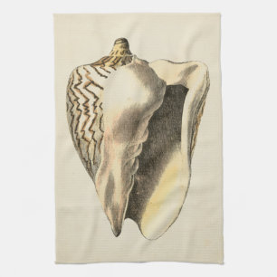 Vintage Sepia Conch Shell Kitchen Towel