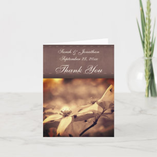 Vintage Sepia Dogwood Flower Personalized Wedding Thank You Card