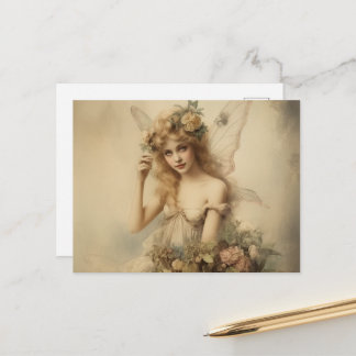 Vintage Sepia Fairy Postcard