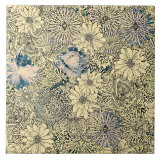 Vintage Sepia Floral Tile