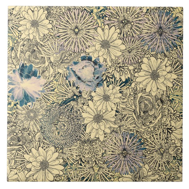 Vintage Sepia Floral Tile (Front)