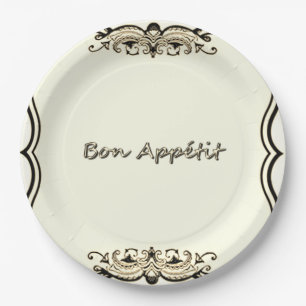VINTAGE-SEPIA--FRENCH-DESIGN-PAPER PLATES(c) Paper Plate
