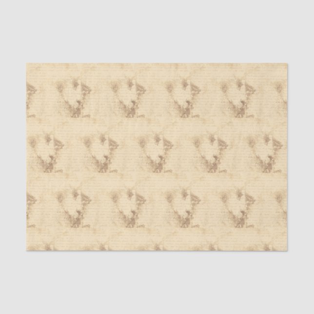 Vintage Sepia Handwritten Letter Tissue Paper (Front)