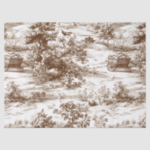 Vintage Sepia Harvest Countryside Toile Pattern Tissue Paper