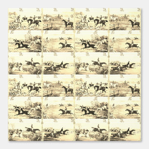 Vintage Sepia Horse Riders and Hounds Hunting Wallpaper
