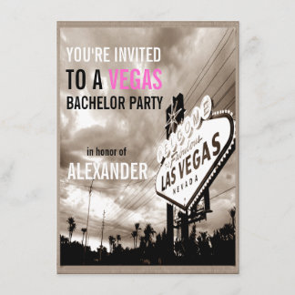 Vintage Sepia Las Vegas Modern Bachelor Party Invitation
