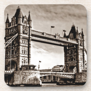 Vintage Sepia London Tower Bridge Coaster