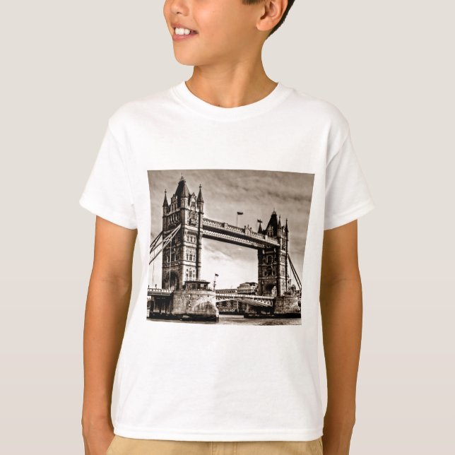 Vintage Sepia London Tower Bridge T-Shirt (Front)