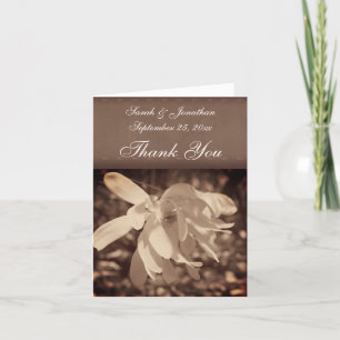 Vintage Sepia Magnolia Flower Wedding Thank You Card