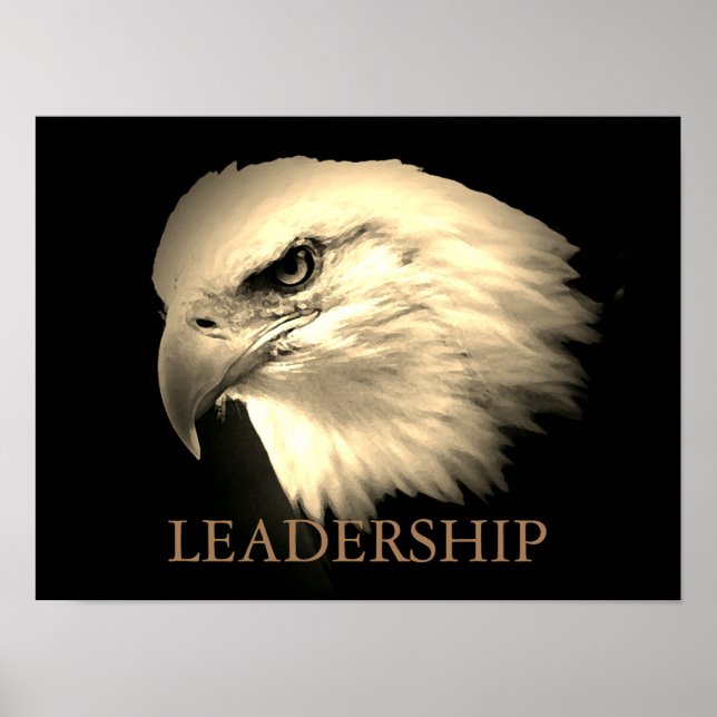 Vintage Sepia Motivational Leadership Eagle Eyes Poster (Front)