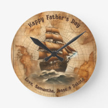 Vintage Sepia Nautical Map and Sailing Ship