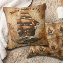 Vintage Sepia Nautical Map and Sailing Ship