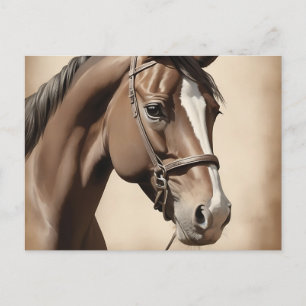 Vintage Sepia Portrait of a Horse Postcard