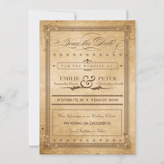 Vintage Sepia Poster Style Save the Date (Front)