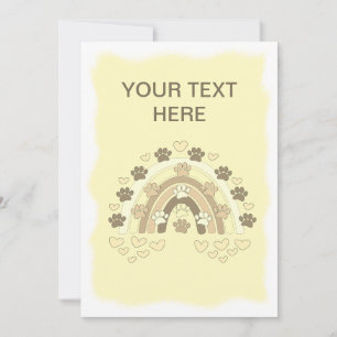Vintage Sepia Rainbow Dog Paw And Hearts Card
