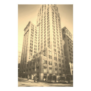Vintage Sepia Seattle Tall Brick Building Photo Print