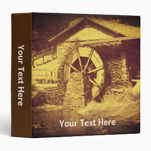  Vintage Sepia Water Wheel Duck Pond Personalized Binder