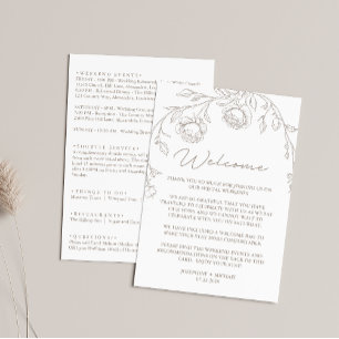Vintage Sepia Wedding Itinerary & Welcome Letter Card