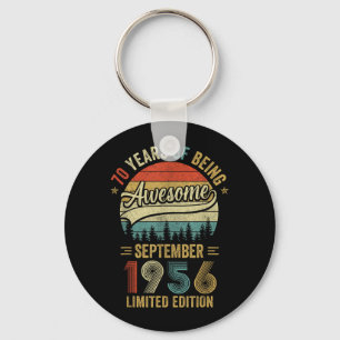 Vintage September 1956 70 Years Old 70th Birthday Keychain
