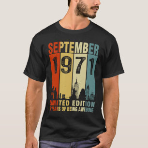 Vintage September 1971 52 Years Old 52nd Birthday T-Shirt
