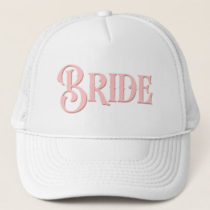 Vintage Serif Typography Blush Pink Bride Trucker Hat