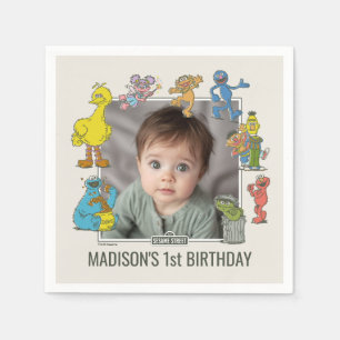 Vintage Sesame Street Characters Birthday Napkin