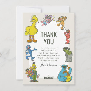 Vintage Sesame Street Characters Birthday Thank Yo You Card