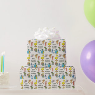 Vintage Sesame Street Characters Birthday Wrapping Paper
