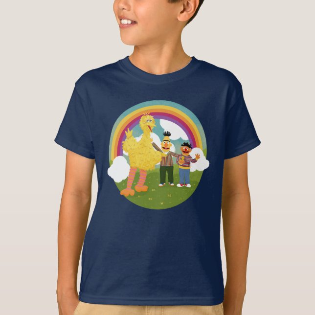 Vintage Sesame Street Friends Rainbow T-Shirt (Front)