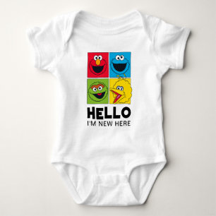 Vintage Sesame Street   Hello I'm New Here Baby Bodysuit
