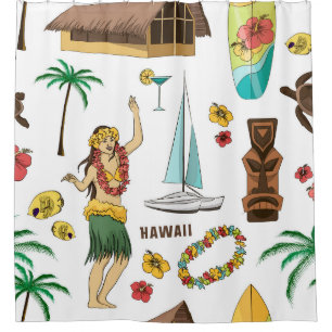 Vintage set pattern of Hawaiian icons and symbols